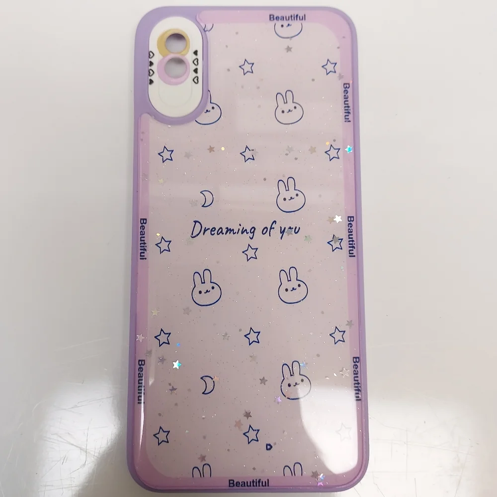 🐰 iPhone 15 pro max plus shock proof case lilac kawaii bunny sparkly dreaming